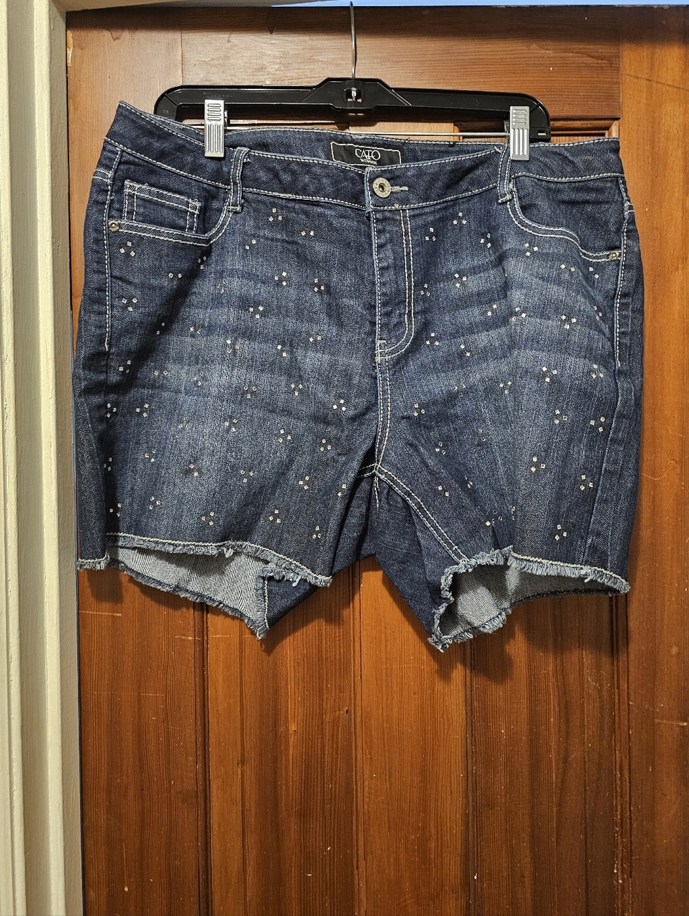 Cato Dark Blue Studded Denim Shorts Sz,16W